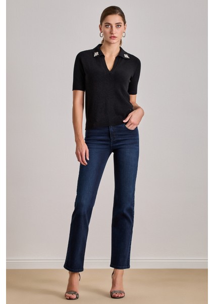 Düz Paça Mavi Jean Pantolon