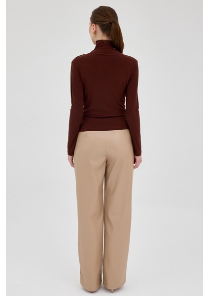 Kahve Büzgü Detay Sandy Bluz 20059 indirimleri