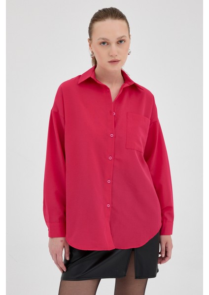 Fuşya Tek Cepli Oversize Gömlek 8158A fiyatları