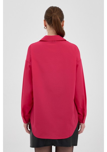 Fuşya Tek Cepli Oversize Gömlek 8158A indirimleri