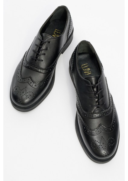 Avra Siyah Cilt Deri Kadın Oxford Ayakkabı fiyatları