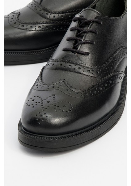 Avra Siyah Cilt Deri Kadın Oxford Ayakkabı modelleri