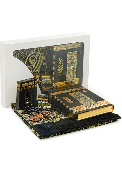 Kutulu Hac, Umre ve Mevlid Hediyelik Seti – Orta Boy Kuran-ı Kerim, Zikirmatik, Kabe Kokusu, İnci Tesbih