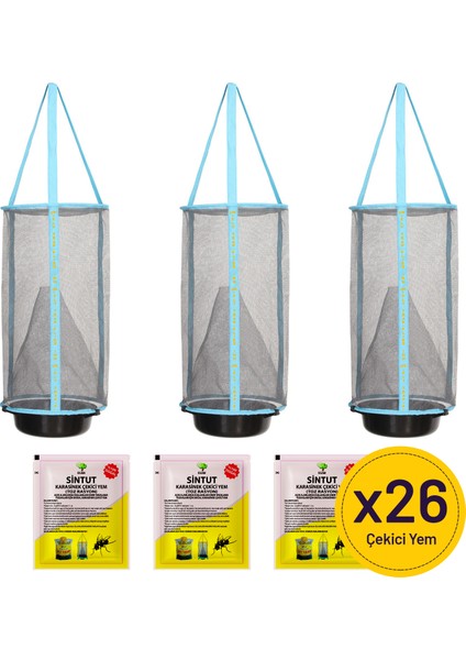 3 Adet Flies Inn Lite Karasinek Tuzağı ve 26 Sintut Karasinek Çekici Yem