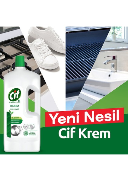 Cif Krem Yüzey Temizleyici Amonyaklı Yağ ve Kireç Sökücü Leke Çıkarıcı 1500 ml fırsatları