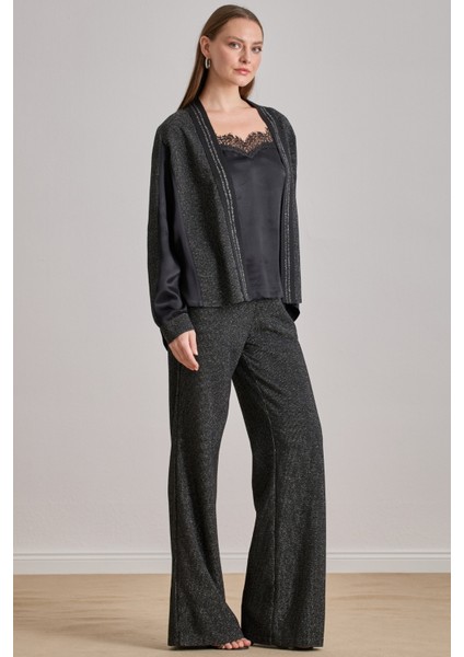 Dökümlü Siyah Saten Hırka modelleri