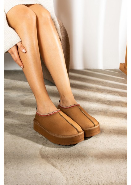 Günlük Kadın Bot Desenli Yüksek Kalıntaban Içi Kürklü Süet Kısa Bootie Hafif U50 modelleri