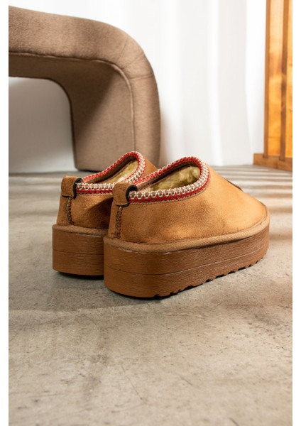 Günlük Kadın Bot Desenli Yüksek Kalıntaban Içi Kürklü Süet Kısa Bootie Hafif U50 indirimleri