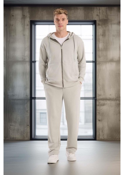 Haneke Regular Kalıp Diagonal 3 Iplik Fermuarlı Kapüşonlu Erkek Sweatshirt - Mineral Gri fiyatları