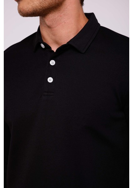 Ridley Regular Fit Doubleface Interlok Polo Yaka Erkek Sweatshirt - Siyah fiyatları