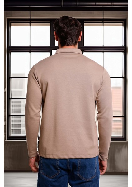 Ridley Regular Fit Doubleface Interlok Polo Yaka Erkek Sweatshirt - Bej fırsatları