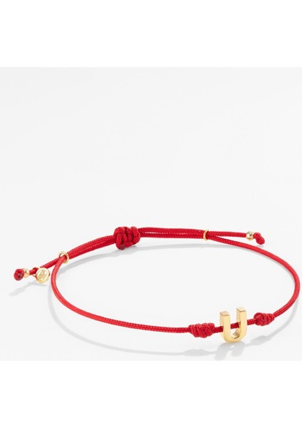 14 Ayar Altın Harfli Kırmızı Ipli Ikon Bileklik