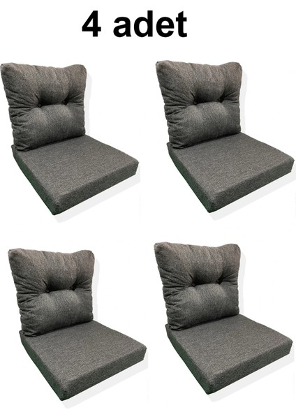 4 Adet Bahçe Balkon Mobilyası Minderi (4 Adet Minder, 4 Adet Kırlent)