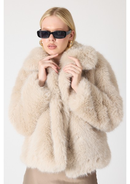 Premium Kürk Şal Yaka Ceket Bej indirimleri