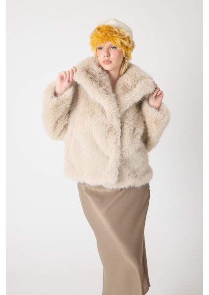 Premium Kürk Şal Yaka Ceket Bej