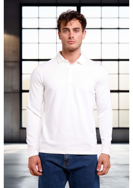 Ridley Regular Fit Doubleface Interlok Polo Yaka Erkek Sweatshirt - Beyaz fiyatları