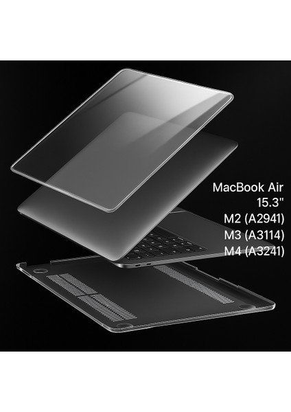 Macbook Air M2 M3 M4 Çip 15" A2941 A3114 A3241 Uyumlu Şeffaf Koruyucu Kılıf Kapak fiyatları