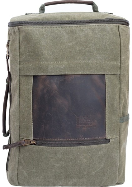 Sırt ve Omuz Günlük Seyahat Çantası Deri Aksesuarlı Mumlu Kanvas Su Geçirmez