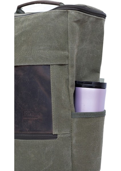 Sırt ve Omuz Günlük Seyahat Çantası Deri Aksesuarlı Mumlu Kanvas Su Geçirmez