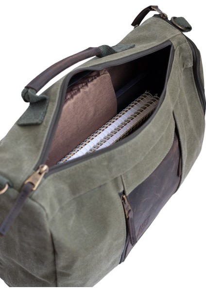 Sırt ve Omuz Günlük Seyahat Çantası Deri Aksesuarlı Mumlu Kanvas Su Geçirmez