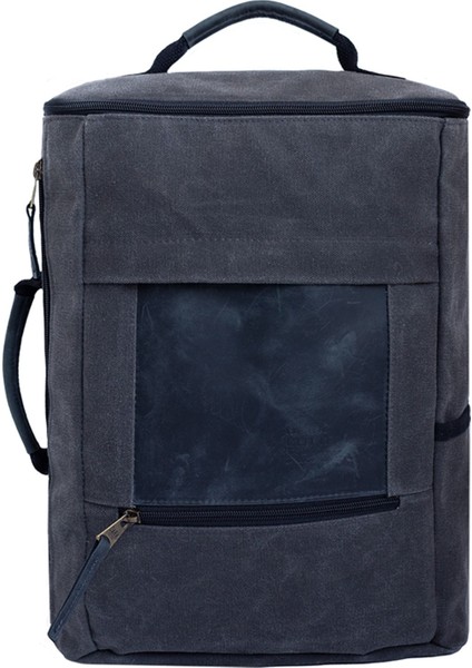 Sırt ve Omuz Günlük Seyahat Çantası Deri Aksesuarlı Mumlu Kanvas Su Geçirmez