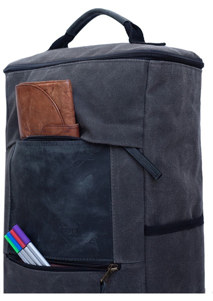 Sırt ve Omuz Günlük Seyahat Çantası Deri Aksesuarlı Mumlu Kanvas Su Geçirmez fırsatları