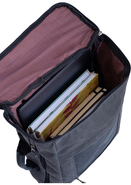 Sırt ve Omuz Günlük Seyahat Çantası Deri Aksesuarlı Mumlu Kanvas Su Geçirmez