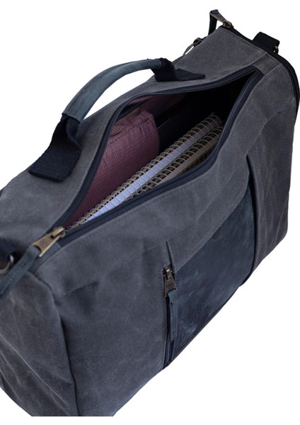 Sırt ve Omuz Günlük Seyahat Çantası Deri Aksesuarlı Mumlu Kanvas Su Geçirmez