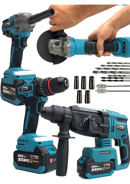 PR0-8012 Kömürsüz Şarjlı 6'lı Set Kırıcı Delici Hilti-Taşlama-Matkao-Budama Makası Testeresi-Bijon Sökme Akülü Set fiyatları