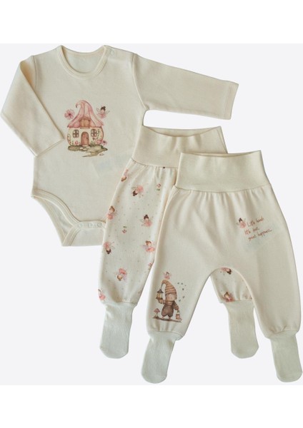 Organik Fly Üçlü Çoraptolonlu Takım - Bej