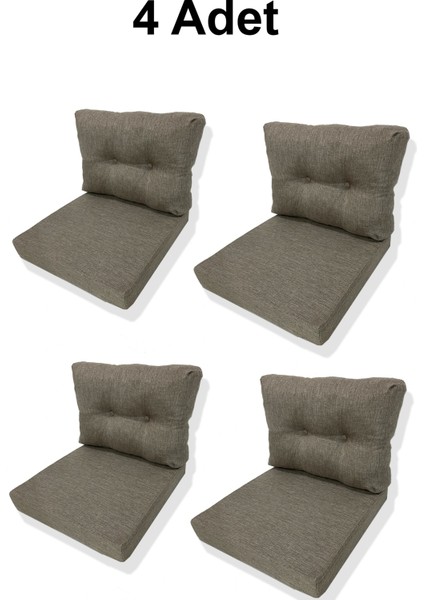 4 Adet Bahçe Balkon Mobilyası Minderi (4 Adet Minder, 4 Adet Kırlent)