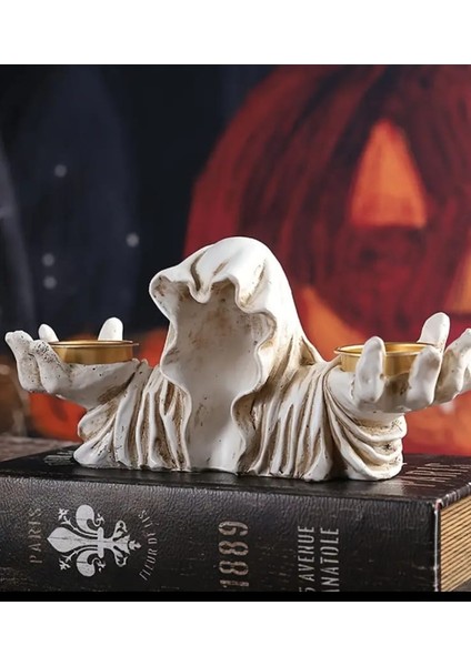 2'li Gotik Pelerinli Hayalet Mumluk Tealight Mumluk Dekoratif Mumluk Gothic Mumluk Goth Mumluk modelleri