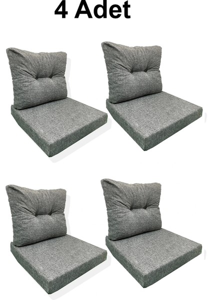 4 Adet Bahçe Balkon Mobilyası Minderi (4 Adet Minder, 4 Adet Kırlent)