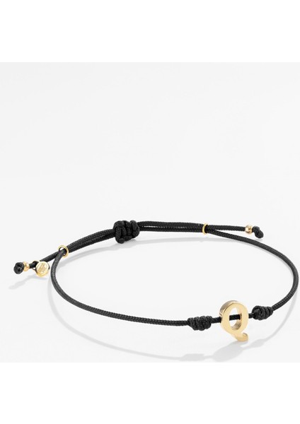 14 Ayar Altın Harfli Siyah Ipli Ikon Bileklik