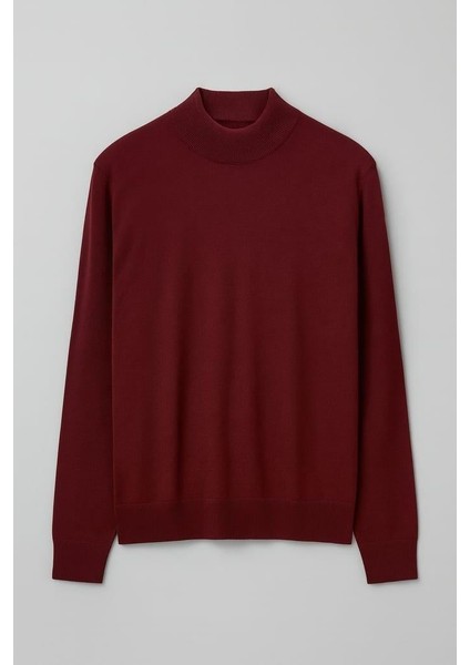 Fincher Yarım Balıkçı Fit Kalıp Boğazlı Erkek Kazak - Bordo