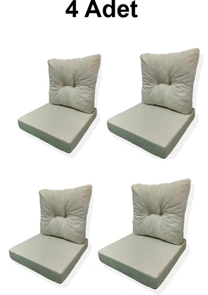 4 Adet Bahçe Balkon Mobilyası Minderi (4 Adet Minder, 4 Adet Kırlent)