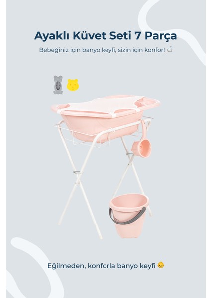 Babyjem Ayaklı Banyo Seti Pembe