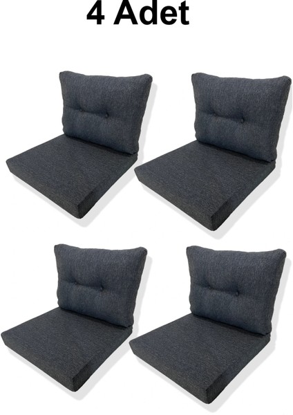 4 Adet Bahçe Balkon Mobilyası Minderi (4 Adet Minder, 4 Adet Kırlent)