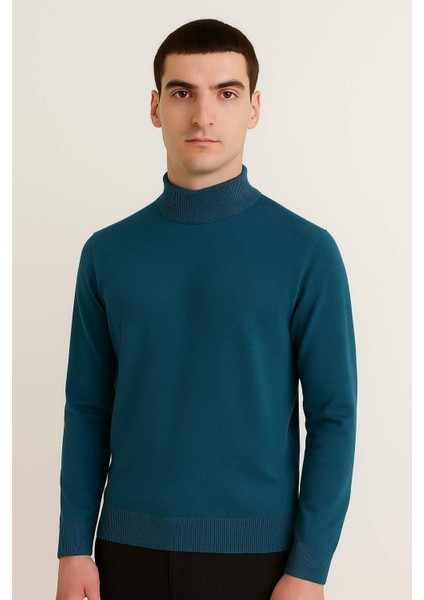 Fincher Yarım Balıkçı Fit Kalıp Boğazlı Erkek Kazak - İndigo fiyatları