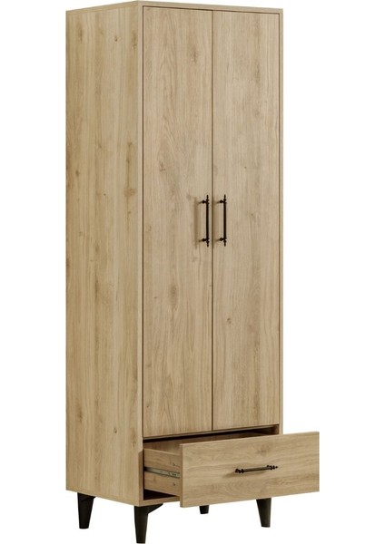 Dolap, Blesk 2 Kapaklı Çekmeceli Raflı Ceviz Dolap Gardırop modelleri