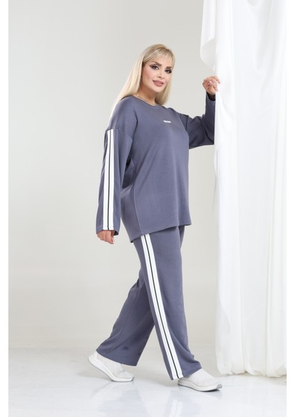 Kadın Büyük Beden Uzun Kollu Şerit Detaylı Oysho Tarzı Modal Kumaş Takım fiyatları