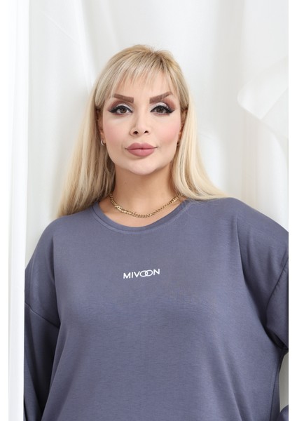 Kadın Büyük Beden Uzun Kollu Şerit Detaylı Oysho Tarzı Modal Kumaş Takım