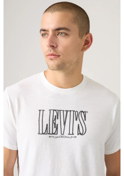 Erkek Baskılı Bisiklet Yaka Relaxed Fit Beyaz T-Shirt - A2082-0294 fiyatları