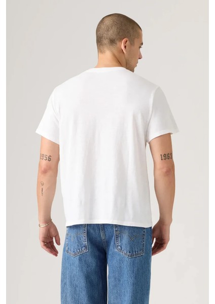 Erkek Baskılı Bisiklet Yaka Relaxed Fit Beyaz T-Shirt - A2082-0294 modelleri