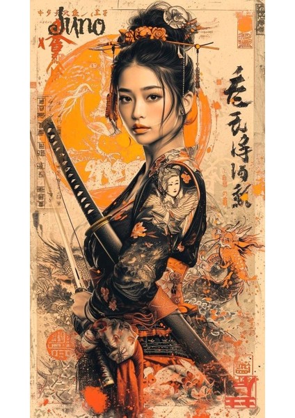 Samuray Kadın Portre I Ev Duvar Salon Güzellik Salonu Ofis Dükkan Dekarasyon Kanvas Tablo fiyatları