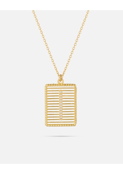 14 Ayar Altın Harfli Çerçeve Kolye