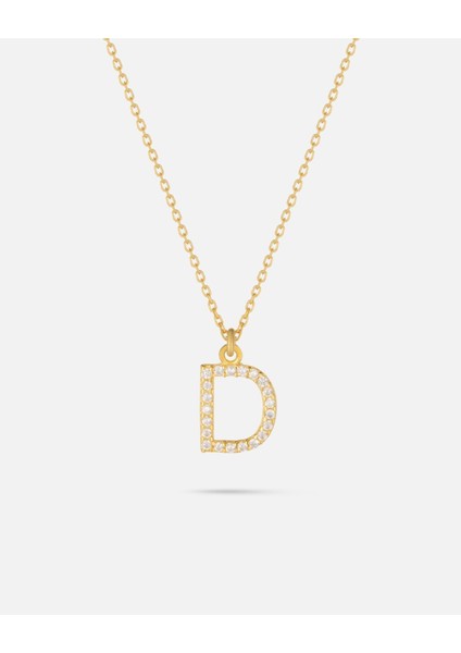 14 Ayar Altın Kişiye Özel Zirkon Taşlı Harf Kolye