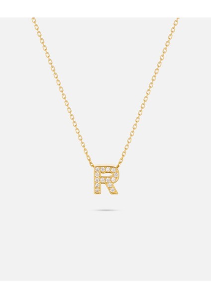 14 Ayar Altın Üç Boyutlu Harfli Kolye