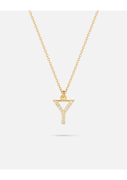 14 Ayar Altın Kişiye Özel Zirkon Taşlı Harf Kolye