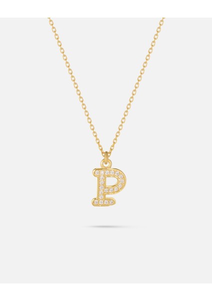 14 Ayar Altın Taşlı Harfli Kolye